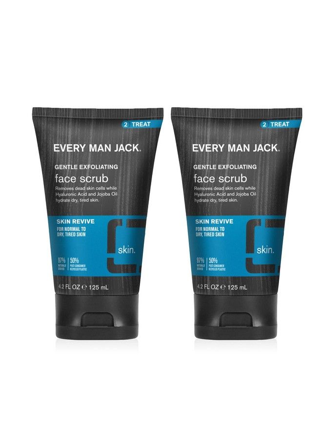Gentle Exfoliating Face Scrub For Men Exfoliate Away Dead Skin Moisturize And Revive Tired Skin With Jojoba Beads Hyaluronic Acid And Caffeine 4.2 Oz Men’S Face Scrub Twin Pack
