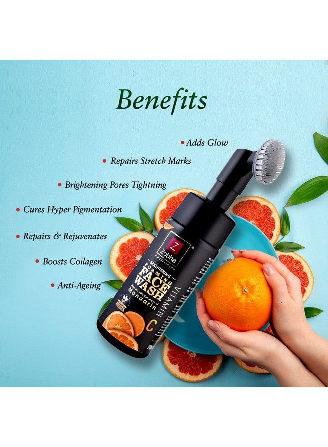 Mandarin Face Wash With Vitamin C Foam Based Nourishes And Moisturizes Brightening Antiageing Reduces Dark Spots Refresh Skin Tone 150Ml