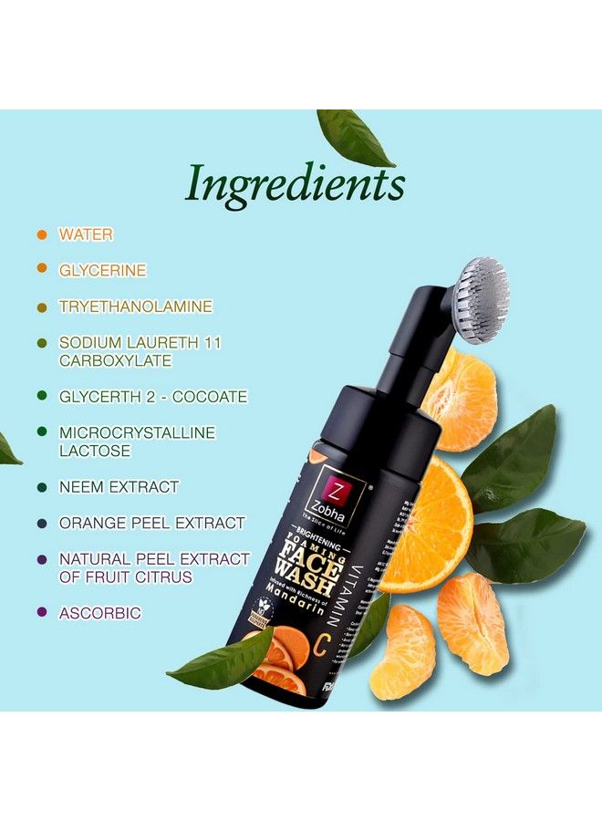 Mandarin Face Wash With Vitamin C Foam Based Nourishes And Moisturizes Brightening Antiageing Reduces Dark Spots Refresh Skin Tone 150Ml
