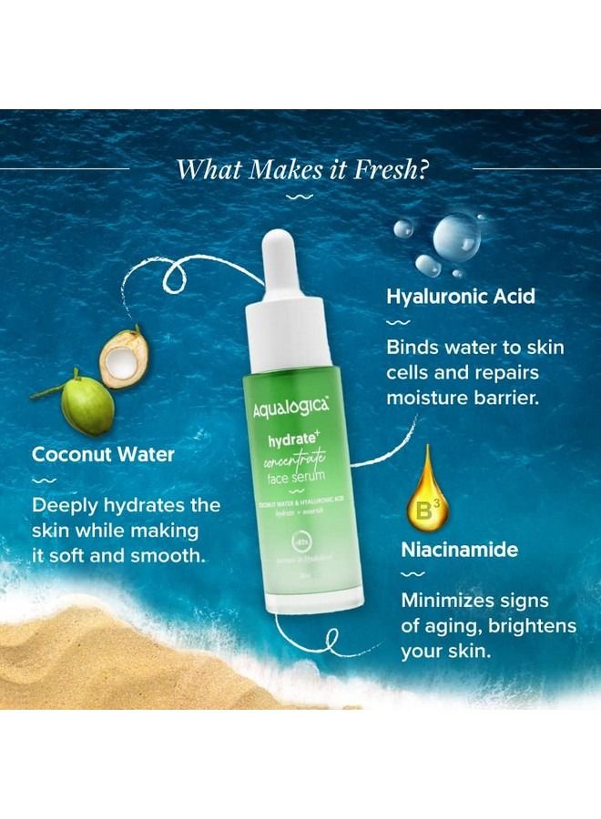 Hydrate+ Face Serum for Dewy Plump Skin with Coconut Water Hyaluronic Acid 30ML