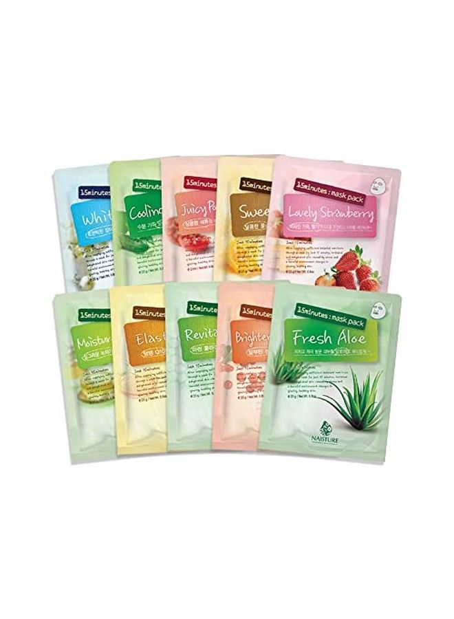 Premium Facial Sheet Mask 15 Minutes 10 Pack Full Face Skincare Essence Treatment Moisturizing Hydrating For Women Men