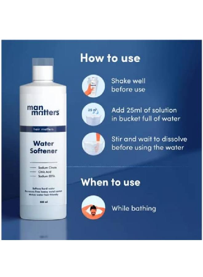 Water Softener 500ml | Instant Hard Water Softening Agent | Reduces Hair loss and Skin Itching | Disable Calcium and Magnesium | Maintains pH level of Bathing Water | Easy to Use Solution