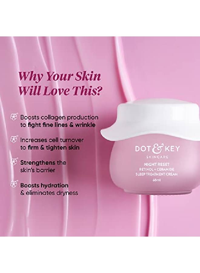 Retinol Night Cream For Women And Men | Anti Aging Cream For Face | Face Moisturizer With Hyaluronic Acid And Ceramides | 60ml