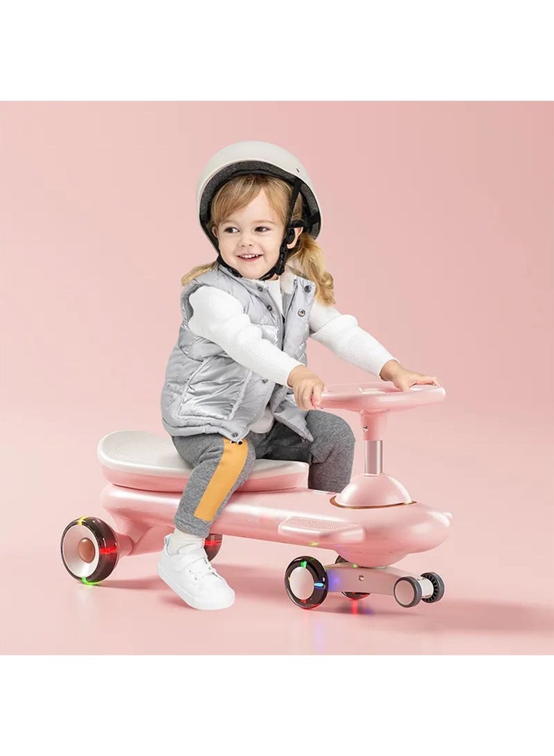Kids Twist Swing Car Ride On Scooter with Double Bearing Lighting Wheel Ultra Strong Heavy Duty