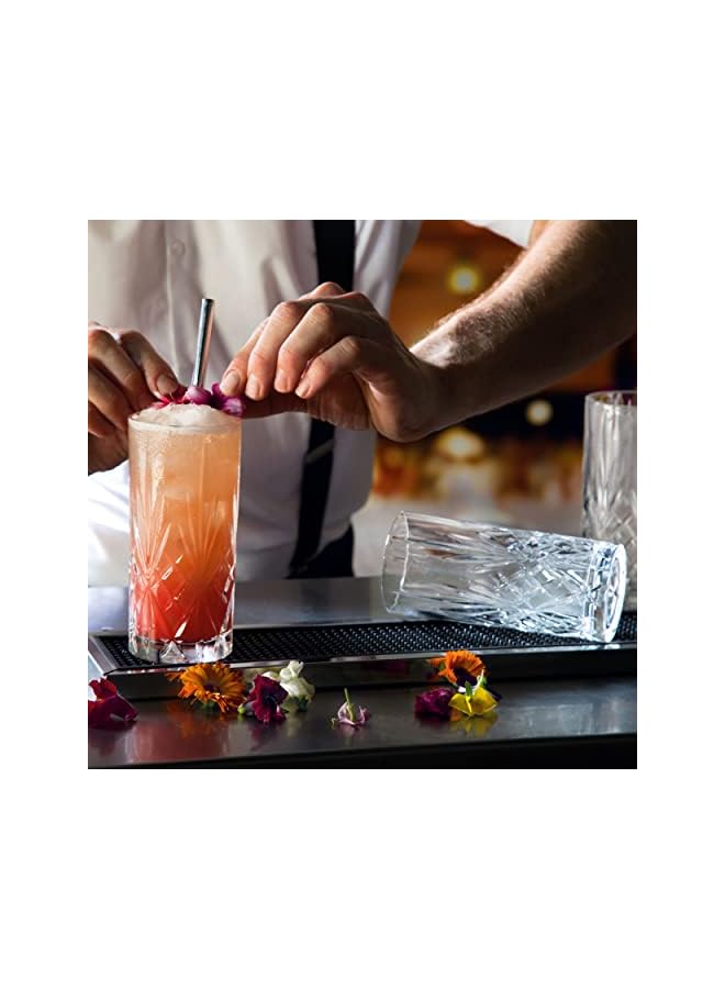 25766020006 Melodia Crystal Hi-Ball Cocktail Water Tumblers Glasses, 350 ml, Set of 6