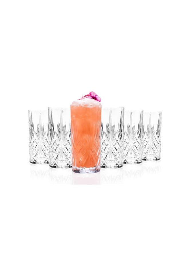 25766020006 Melodia Crystal Hi-Ball Cocktail Water Tumblers Glasses, 350 ml, Set of 6