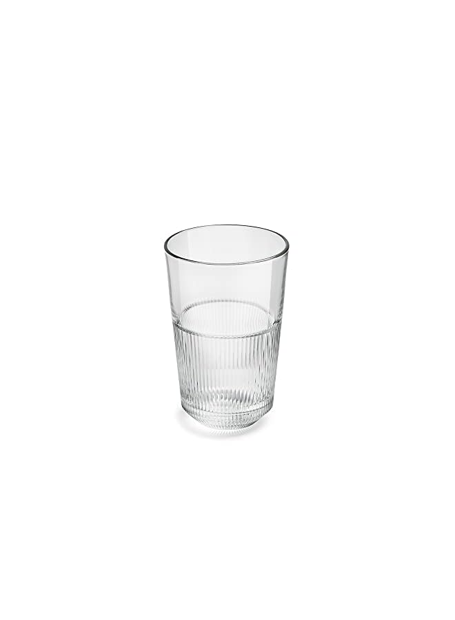 Leerdam Rayo Hi Ball Glass Set 360 ml, 6 Pcs Drinking Glass Tumblers Cocktail Glasses, Romantic Water Glassware, Embossed Water Glasses For Juice, Whisky, Soft Drinks, Highball Drinkware Set