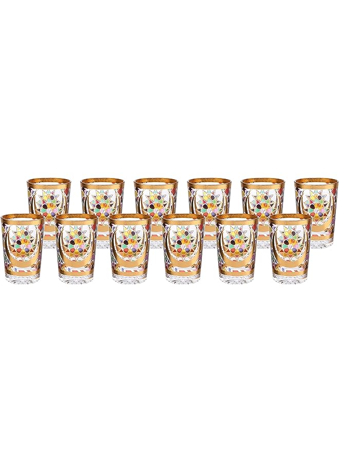 Pack Of 12 Stemless Glass Set Gold High Ball Glass Set, Party Glasses Set, Glass Drinkware Set, Drinking Water Glass For Cocktail Juice, Glassware Highball Set, Tumbler Cup Glass Set 200ml