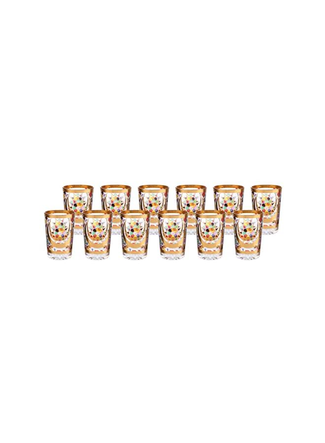 Pack Of 12 Stemless Glass Set Gold High Ball Glass Set, Party Glasses Set, Glass Drinkware Set, Drinking Water Glass For Cocktail Juice, Glassware Highball Set, Tumbler Cup Glass Set 200ml