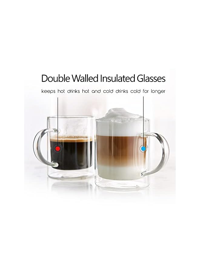 Art Double Walled Insulated Drinking Mug Set With Handle 2-Pieces, 350 ml Capacity
