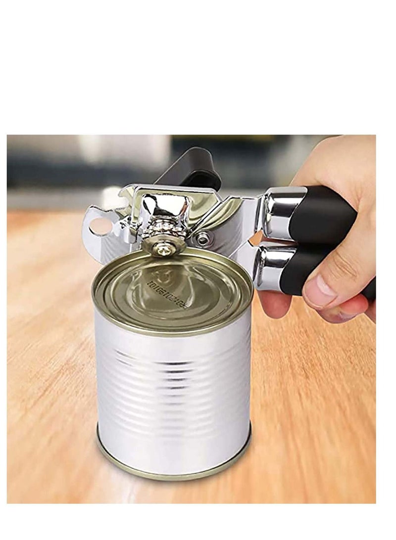 Can Openers Manual, Stainless Steel Opener with Ergonomic Designed Comfort Grips, Smooth Edge-Ultra Sharp Cutting Tools (Black)