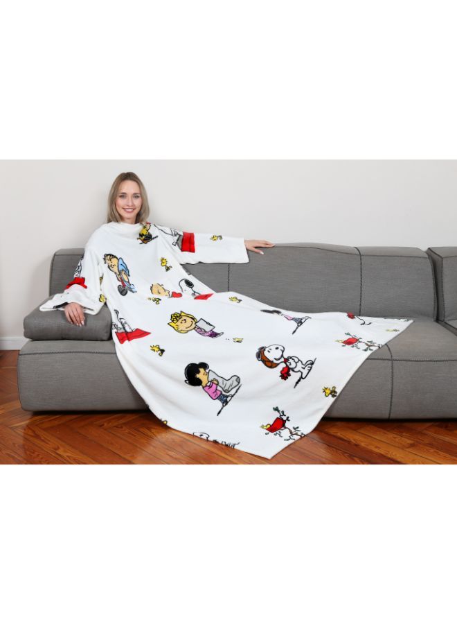 Polyester Blanket With Sleeves and a Pocket - Peanuts Print 140x180cm