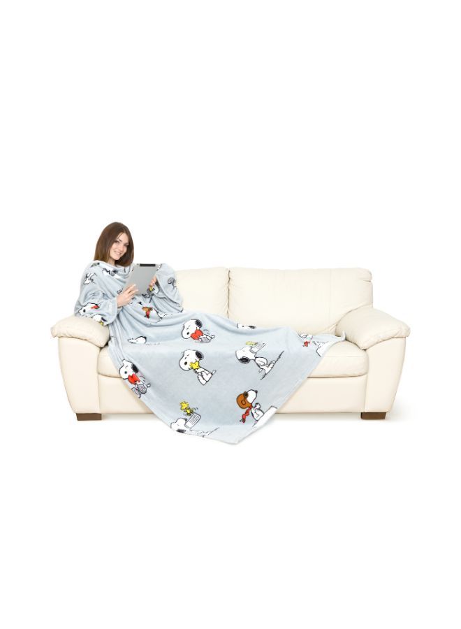 Polyester Blanket With Sleeves and a Pocket - Deluxe Snoopy Print 140x180 cm