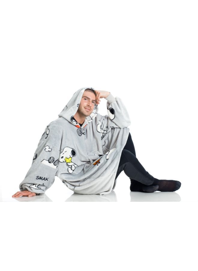 Polyester Hoodie Wearable Blanket - Snoopy Print 95x95 cm