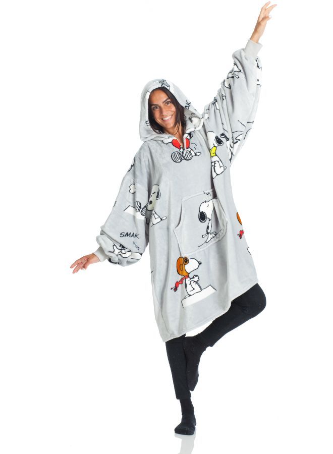 Polyester Hoodie Wearable Blanket - Snoopy Print 95x95 cm