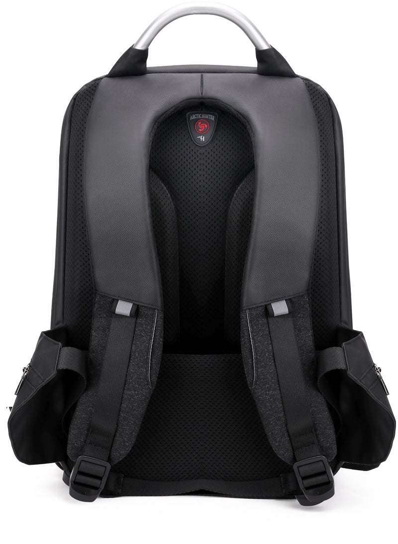 Semi Hard Durable Polyester Travel Backpack – 23L Backpack with Built in USB Port and TSA Lock B00208 Black