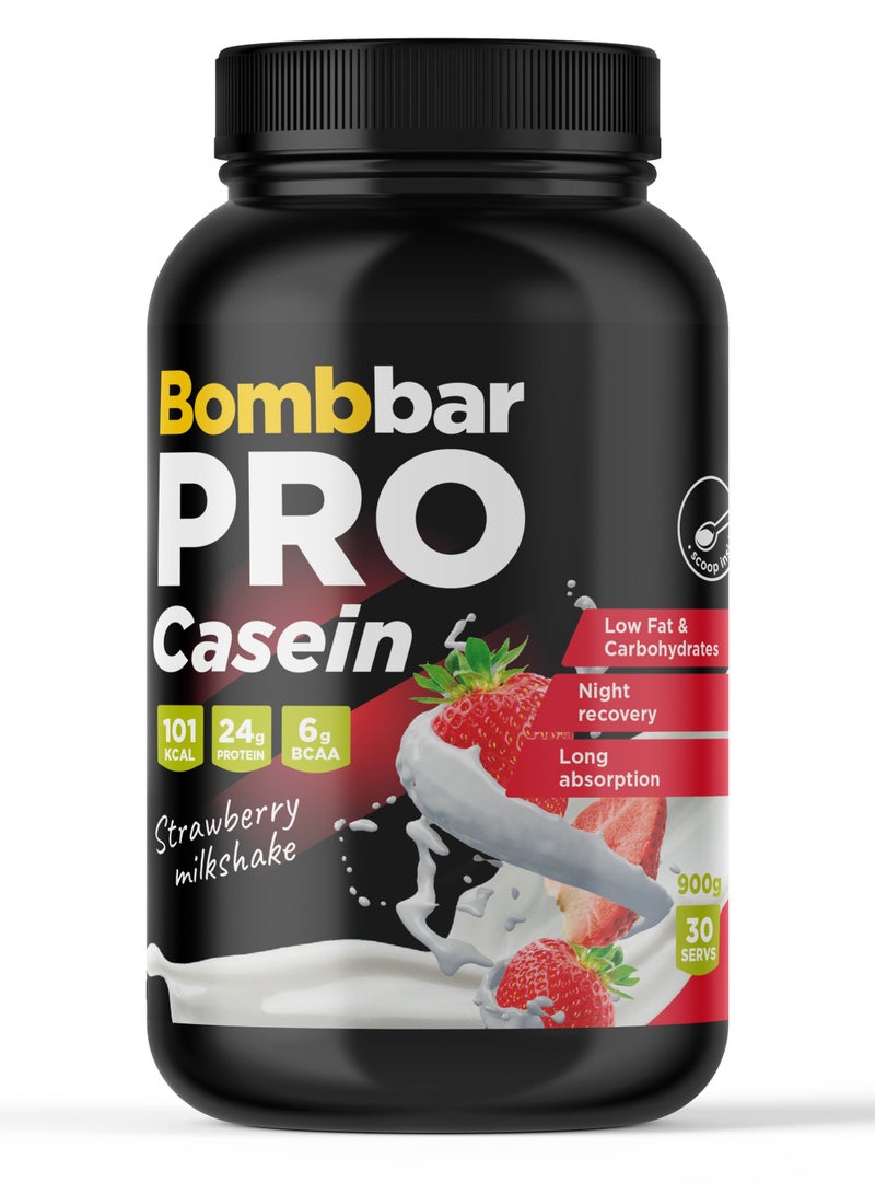 Pro Casein Protein Powder with Strawberry Milkshake Flavor 900g