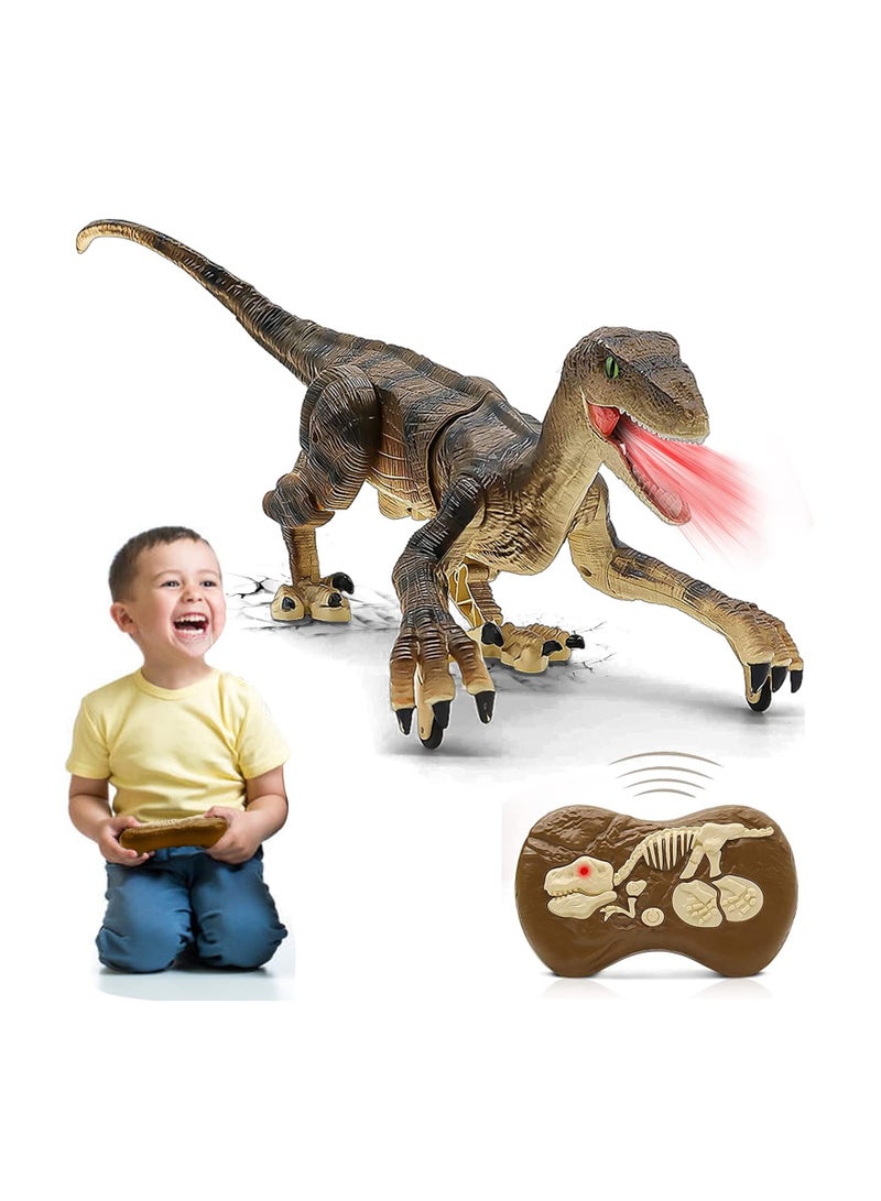 Remote Control Dinosaur Toys for Kids, Walking and Roaring Robot Dinosaur Toy with LED Light Up Eyes, 2.4Ghz Electronic RC Dinosaur