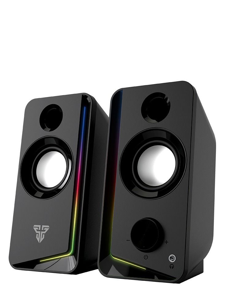 FANTECH GS302 Portable Gaming Speakers 2.0, Bluetooth, USB Connectivity, 3.5mm Jack, 3W Surround Sound High Resolution Audio, RGB Smart Speakers for Laptop, PC,  Playstation, Samsung, Iphone