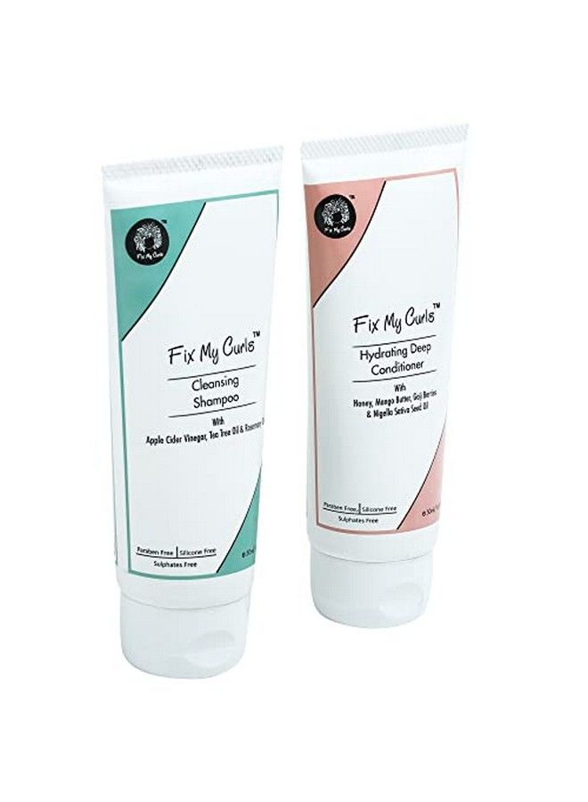 Travel Size Cleanse & Condition Bundle With Cleansing Shampoo Hydrating Deep Conditioner For Curly And Wavy Hair Sulphate & Silicone Free Enriched With Apple Cider Vinegar (50Gm Each)