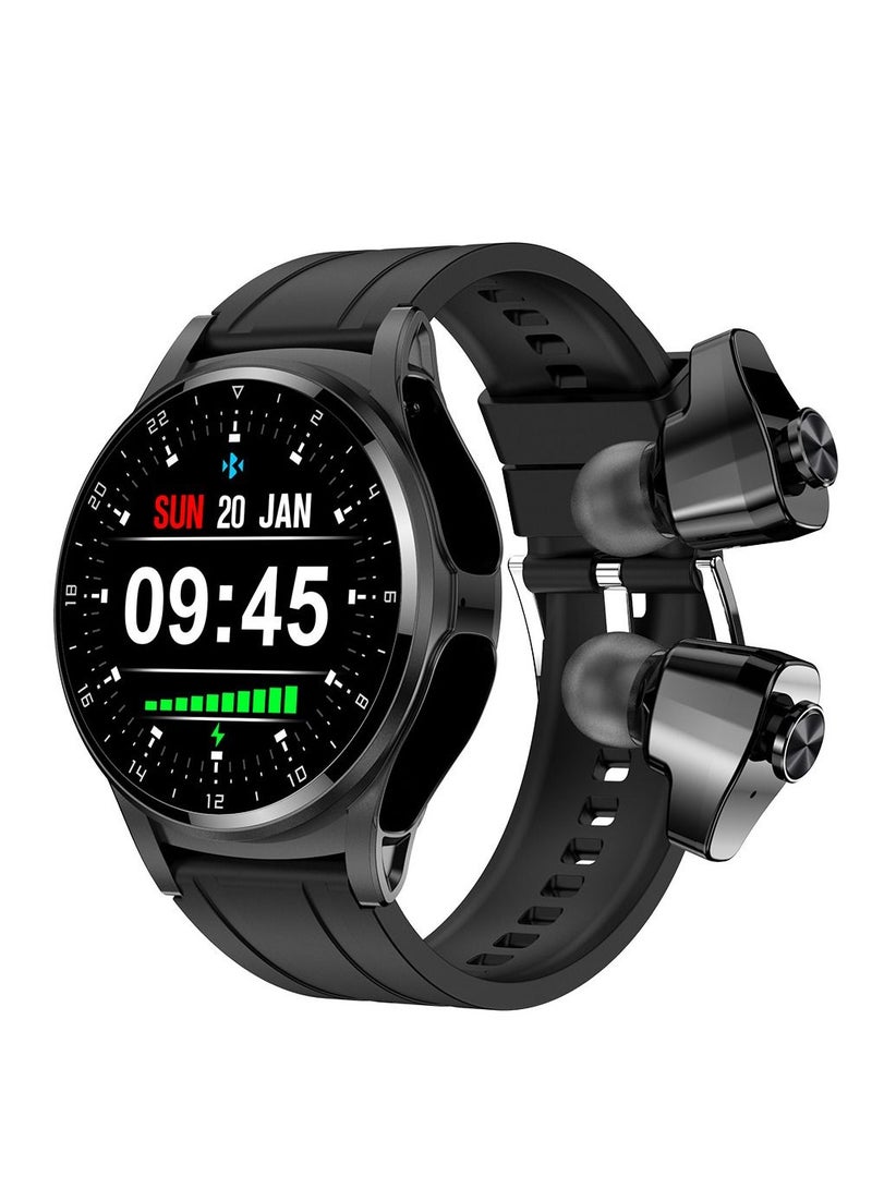 GT66 Smart Watch with TWS Earphones NFC Music Control 1.39 HD Screen Bluetooth Call Healthy Monitoring 100+ Sports Modes