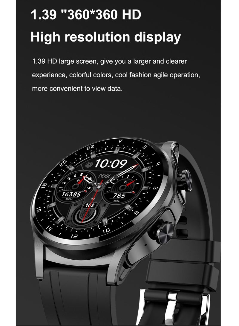 GT66 Smart Watch with TWS Earphones NFC Music Control 1.39 HD Screen Bluetooth Call Healthy Monitoring 100+ Sports Modes