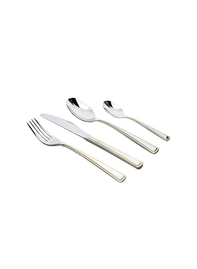 24 Piece Silverware Flatware Cutlery Set with Square Stand, Stainless Steel Includes 6 Knife, Fork, Tea Spoon, Dinner Mirror Polished, Dishwasher Safe