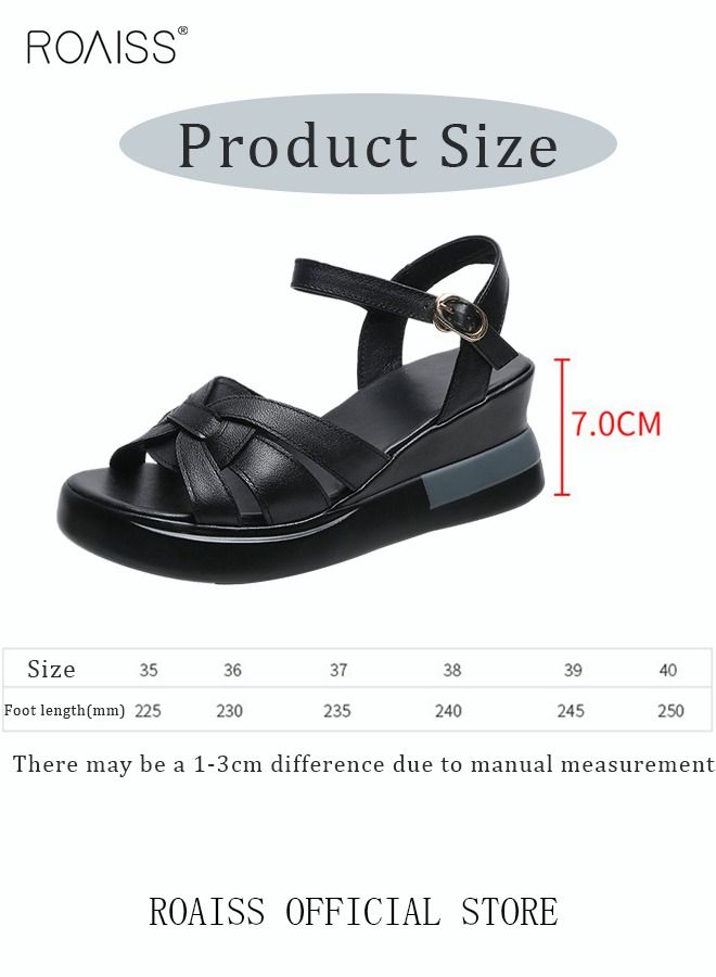 Wedge Sandals for Women Comfortable Open Toe Sandals Casual Summer Buckle Open Toe Ankle Strap Platform Sandals Platform Wedge Heels Sandals Rubber Sole Shoes