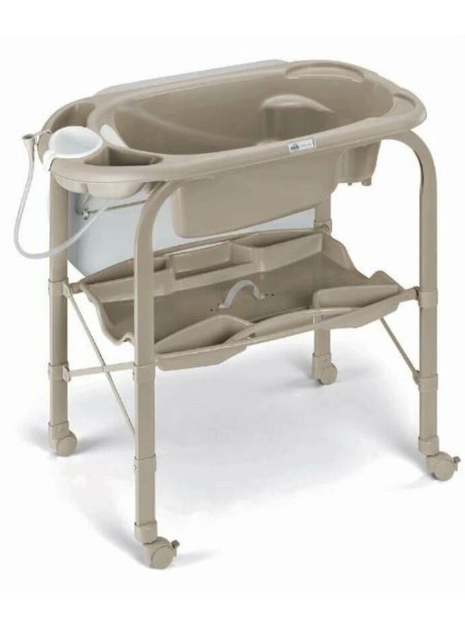 Changing Table - Beige  - Soft Changing Mat - From 0 - 6 Months Old Baby, With Storage, Made In Italy, Changing Diaper Station For Infant And Nursery, Foldable, Portable With 4 Wheels