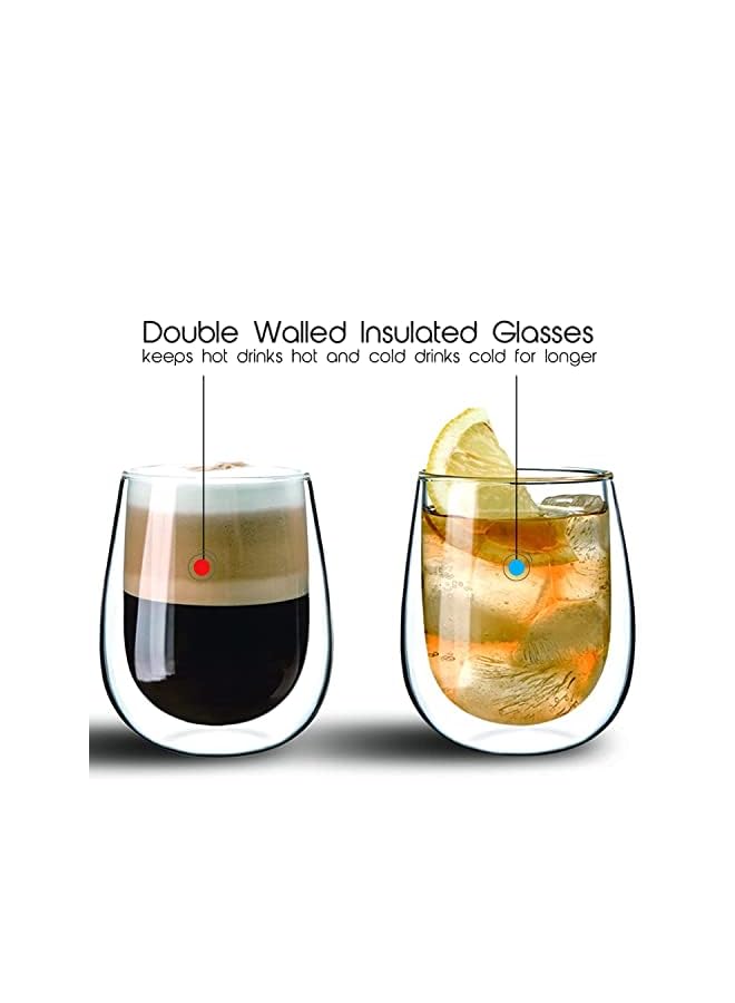 Art Double Walled Glass Coffee Cup 2-Piece Set, 250 Ml Capacity, Gc-325-250, Coffe Cups