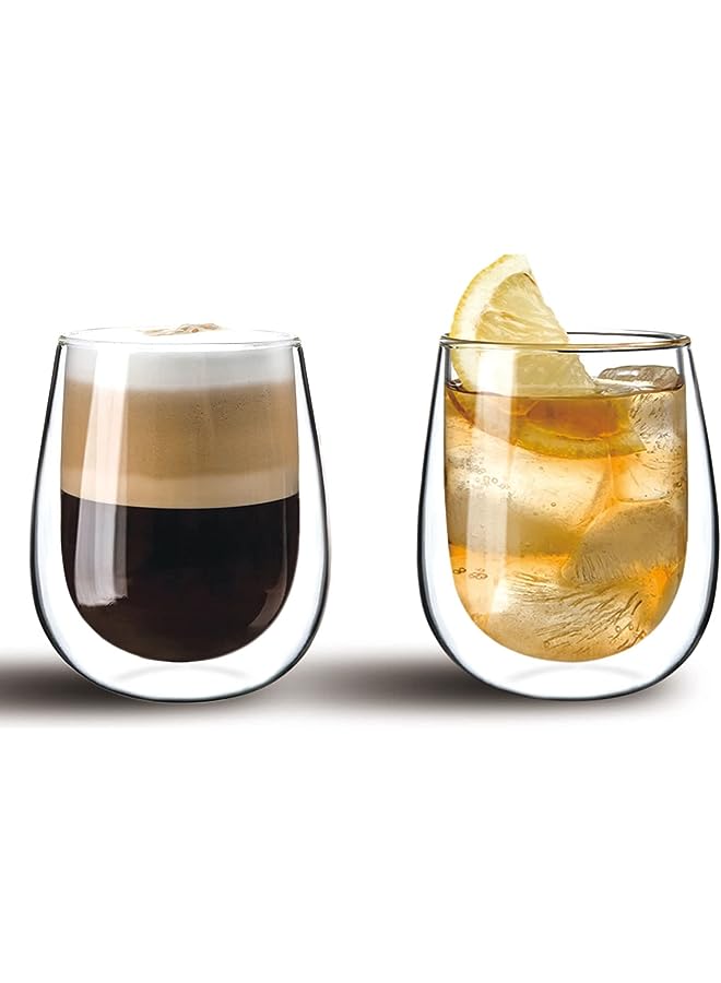 Art Double Walled Glass Coffee Cup 2-Piece Set, 250 Ml Capacity, Gc-325-250, Coffe Cups