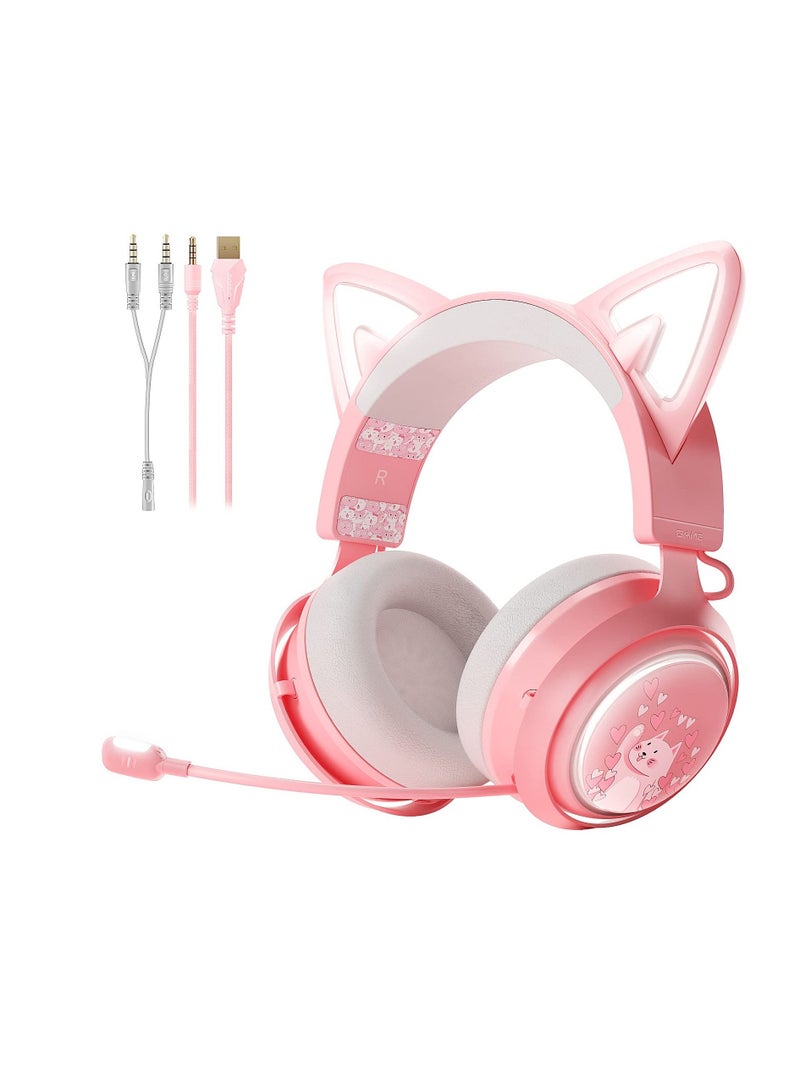 Gaming Headphone with Mic 3.5mm Wired Headphones with Retractable Mic Noise Cancelling