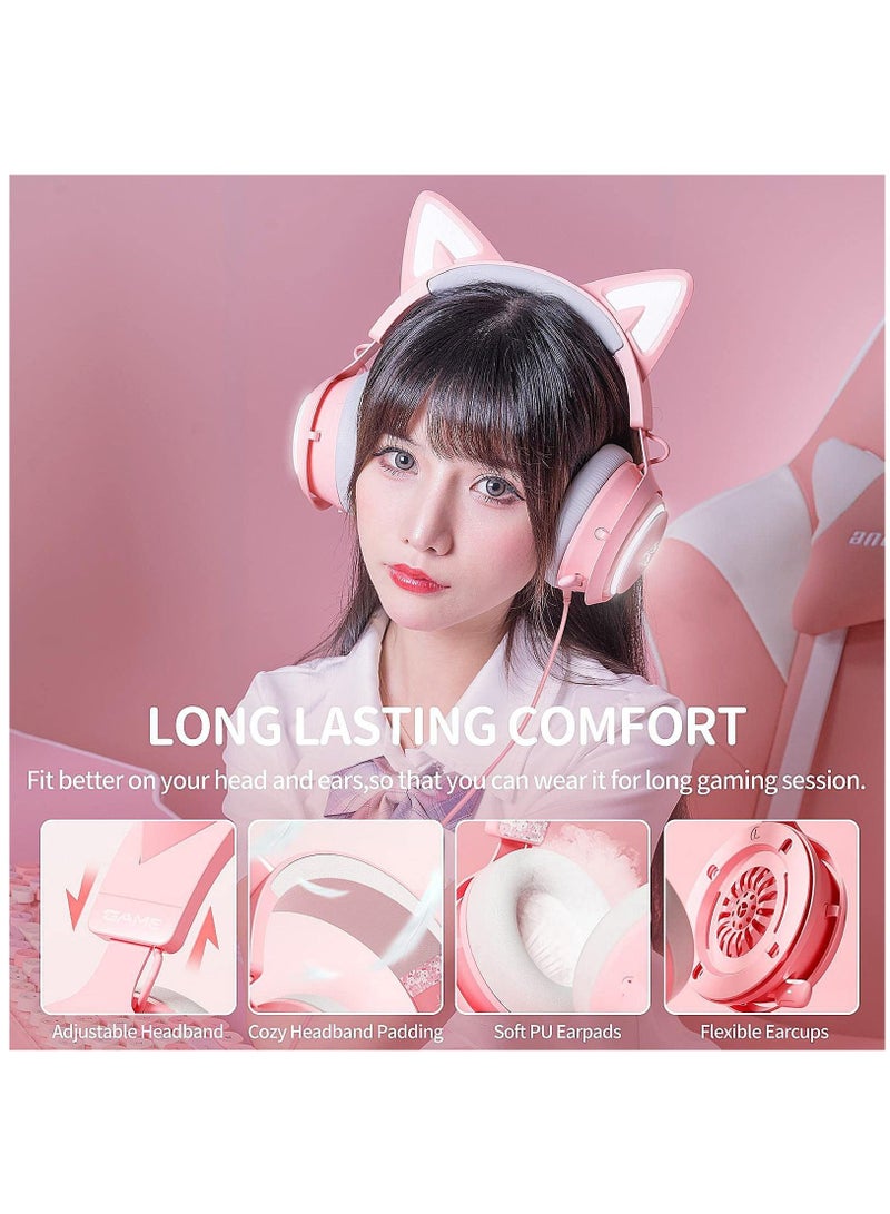 Gaming Headphone with Mic 3.5mm Wired Headphones with Retractable Mic Noise Cancelling