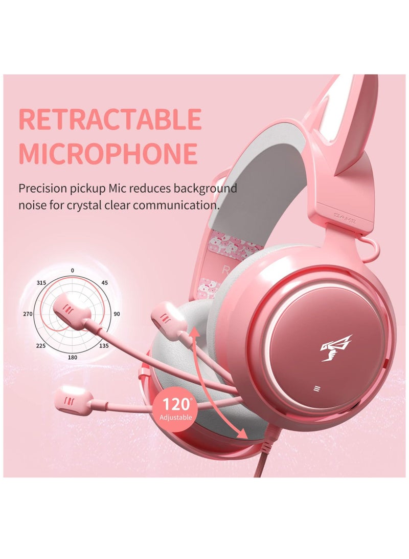 Gaming Headphone with Mic 3.5mm Wired Headphones with Retractable Mic Noise Cancelling