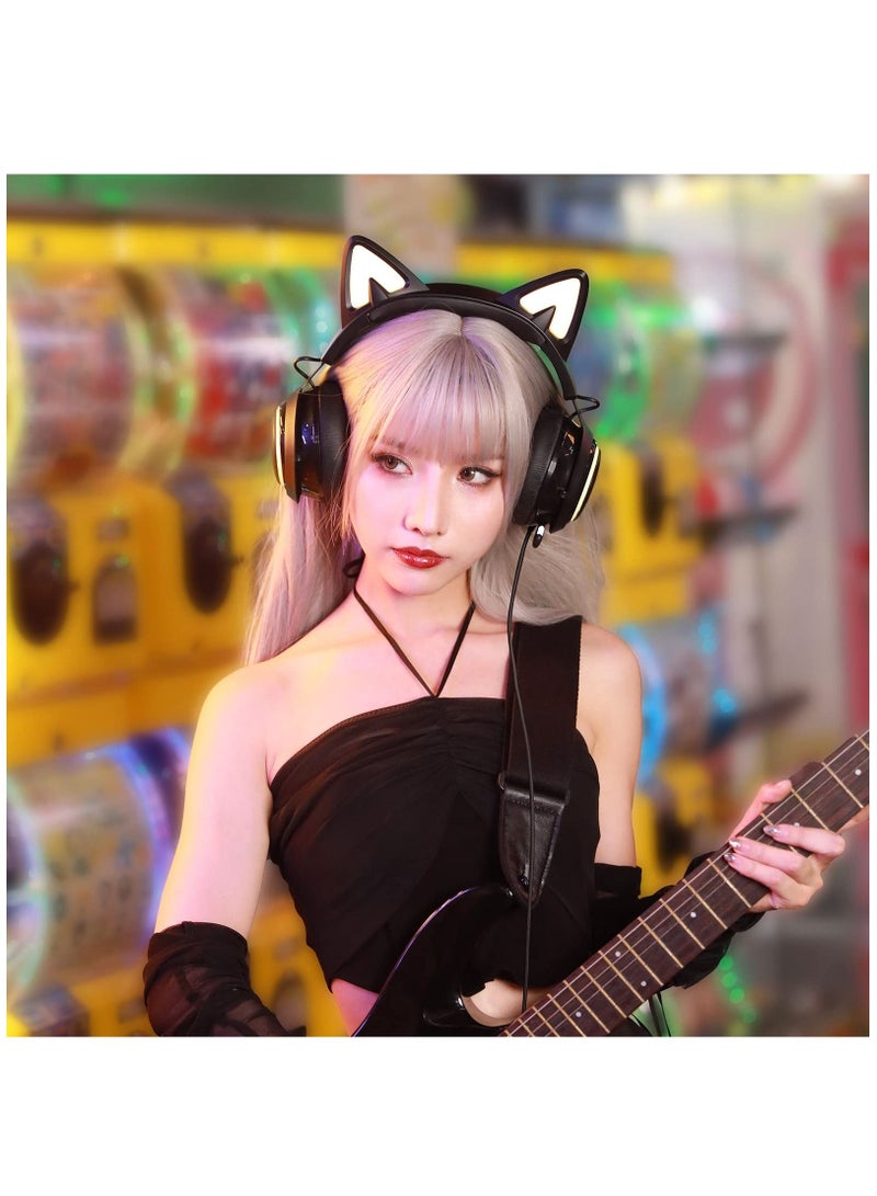 Gaming Headphone with Mic 3.5mm Wired Headphones with Retractable Mic Noise Cancelling