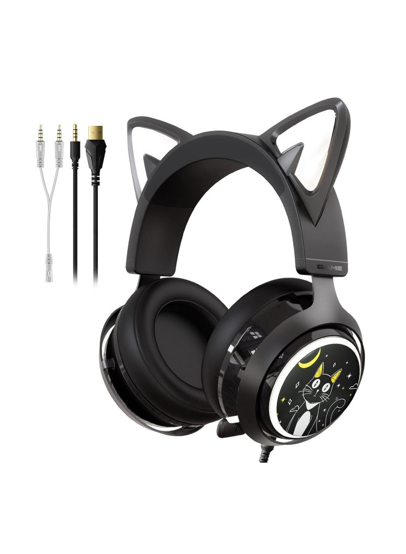 Gaming Headphone with Mic 3.5mm Wired Headphones with Retractable Mic Noise Cancelling