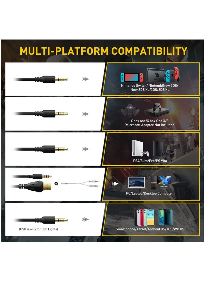Gaming Headphone with Mic 3.5mm Wired Headphones with Retractable Mic Noise Cancelling