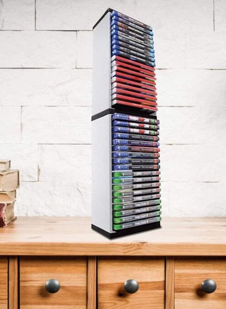 ATD Cd Shelf, Game Storage Tower Holder, 36 Tier Shelving, Game Disk Rack and Controller Organizer Compatible for Ps5, Ps4, for Home, Office
