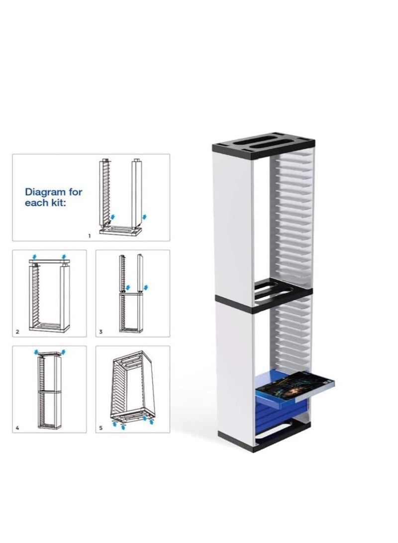 ATD Cd Shelf, Game Storage Tower Holder, 36 Tier Shelving, Game Disk Rack and Controller Organizer Compatible for Ps5, Ps4, for Home, Office