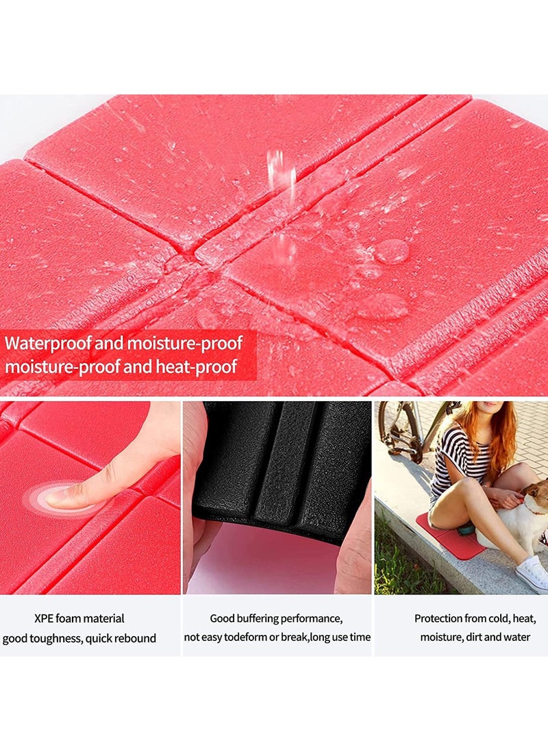 Foldable Camping Mat Portable Waterproof Light Weight Hiking Seat Pad Insulated Foam Cushion Mat for Outdoor Stadium Seats Walkers Hiking Camping Park Picnic Playground 2PCS