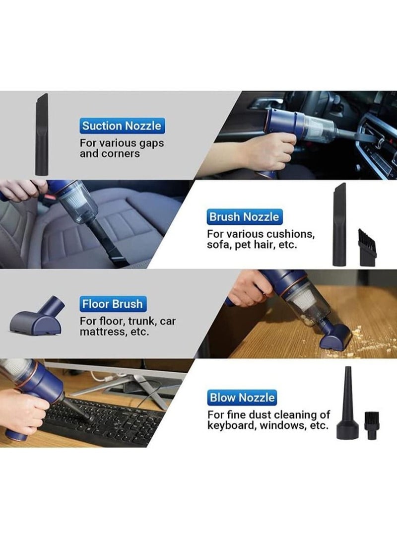 Car Vacuum Cleaner Cordless, Portable Handheld Vacuum Air Duster, 9000PA/120W Powerful Suction, Suck And Blow 2 In 1, With LED Light For Car/Home/Office/Pet, USB Rechargeable