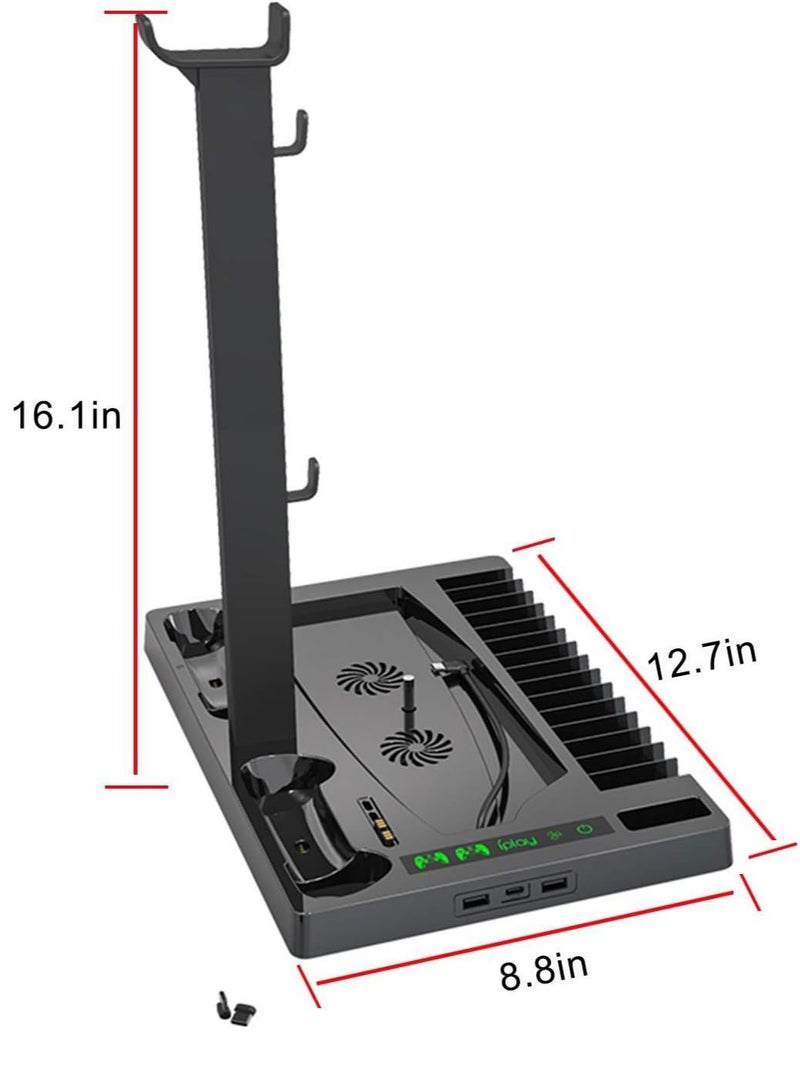 COOLBABY Vertical Stand with Cooling Fan for PS5 Console and PS5 Digital Edition PS5 Dualsense Charging Station