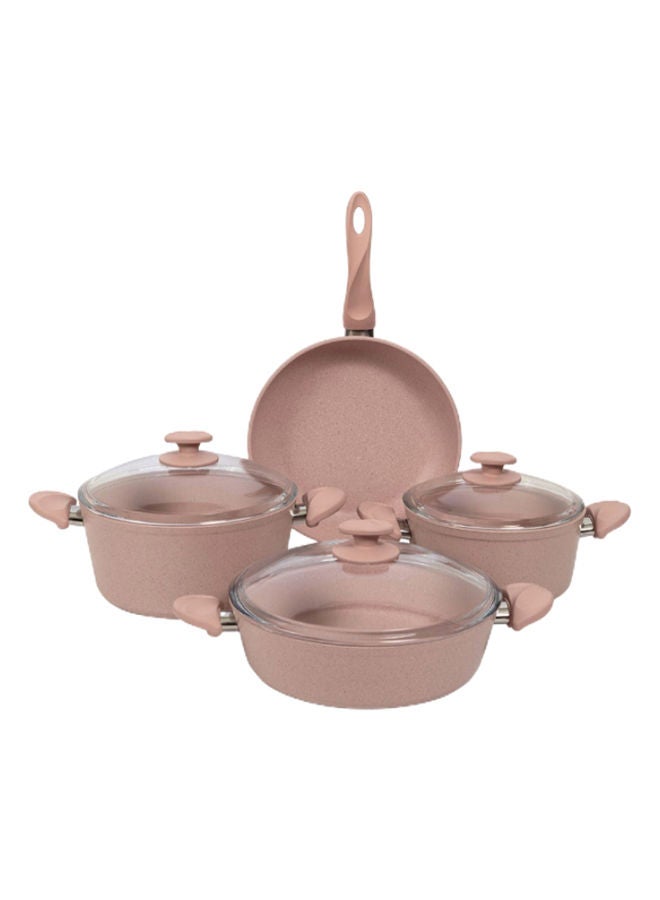 Dara Casserole and Fry Pan Set, Pink & Clear - 26 cm