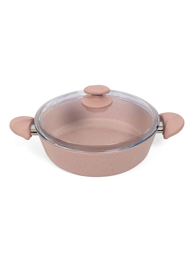 Dara Casserole and Fry Pan Set, Pink & Clear - 26 cm