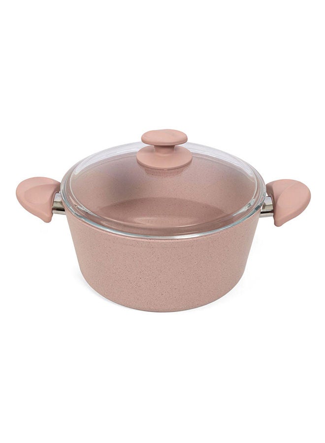 Dara Casserole and Fry Pan Set, Pink & Clear - 26 cm