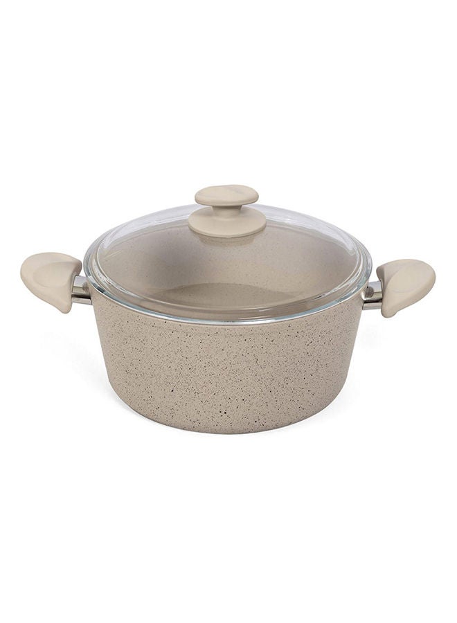 Dara Casserole and Fry Pan Set, Beige & Clear - 26 cm