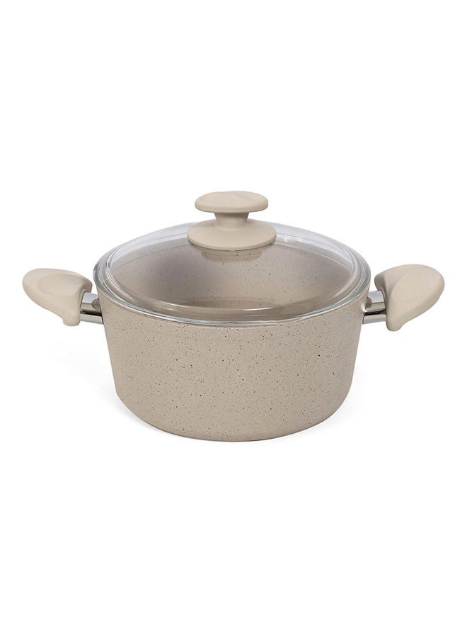 Dara Casserole and Fry Pan Set, Beige & Clear - 26 cm