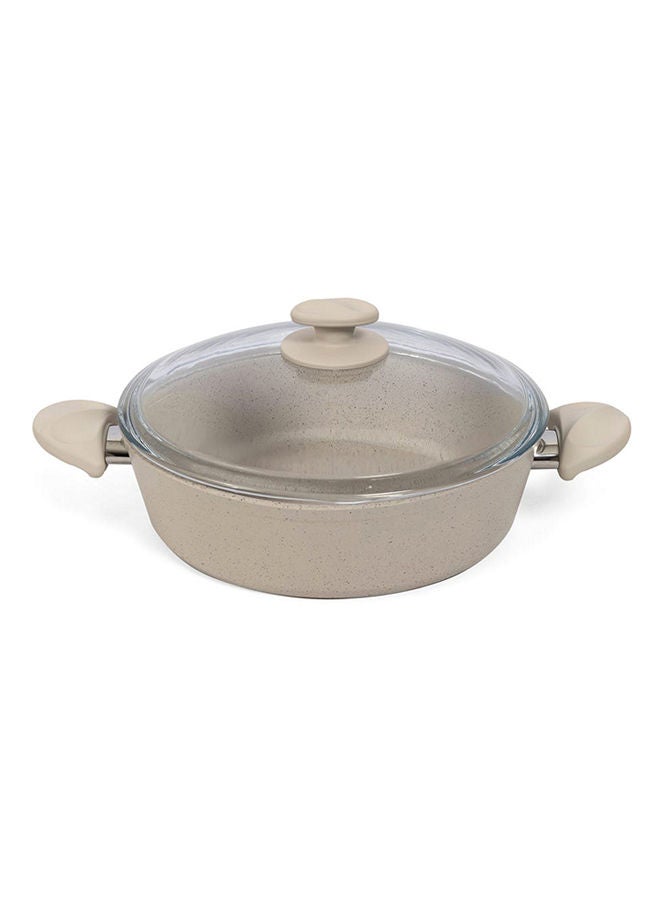 Dara Casserole and Fry Pan Set, Beige & Clear - 26 cm