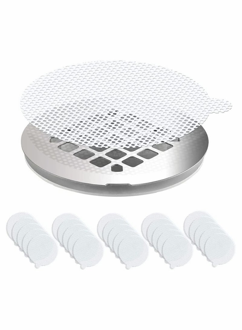 Drain Hair Catcher 50PCS Disposable Shower Drain Hair Catcher Mesh Stickers Shower Drain Hair Trap Tub Drain Hair Catcher Strainer Large Hole 50pcs