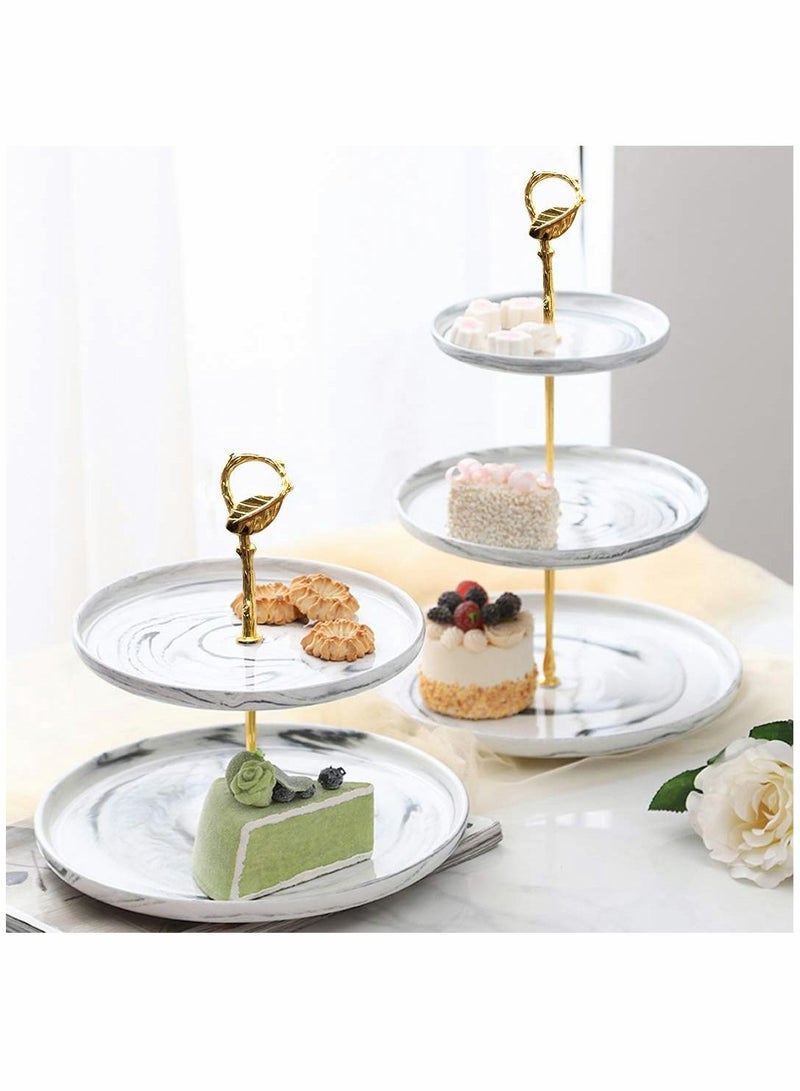 KASTWAVE 5 Sets 3 Tier Cupcake Stand Hardware Handles, Vintage Tray Stand Center Holder Fitting with Screws and Flat Washers for Party Wedding Display Stand (Leaf Golden)